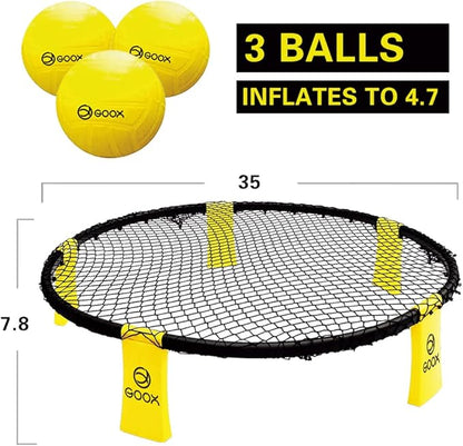 GOOX Outdoor Beach Ball Games with Carrying Bag, 3 Balls, Net and Strip Light (ONLY for Light Up