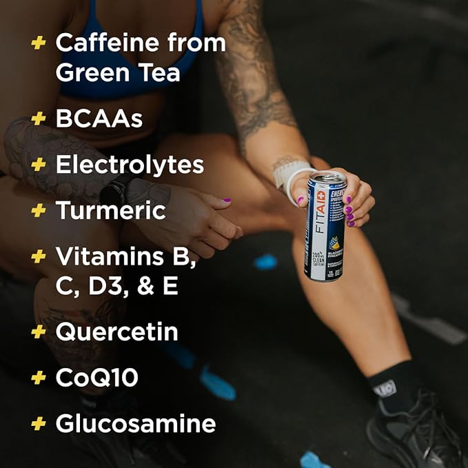 FITAID ENERGY, 200mg Natural Caffeine, Keto, Blackberry Pineapple, Omega-3s, 15 calories, Paleo