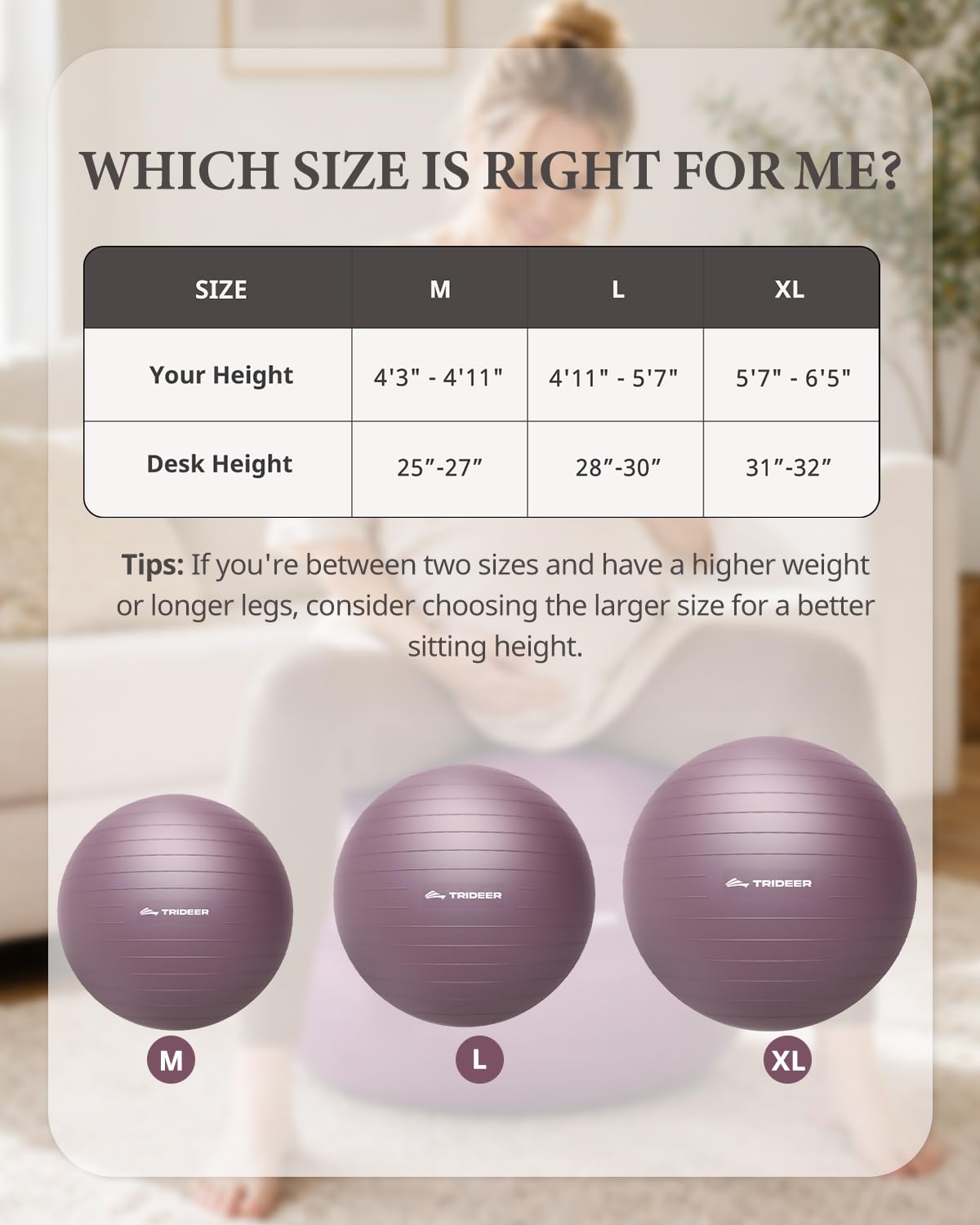Trideer Exercise Ball, Stability Yoga Ball for Physical Therapy, Active Sitting, Pregnancy & Birth