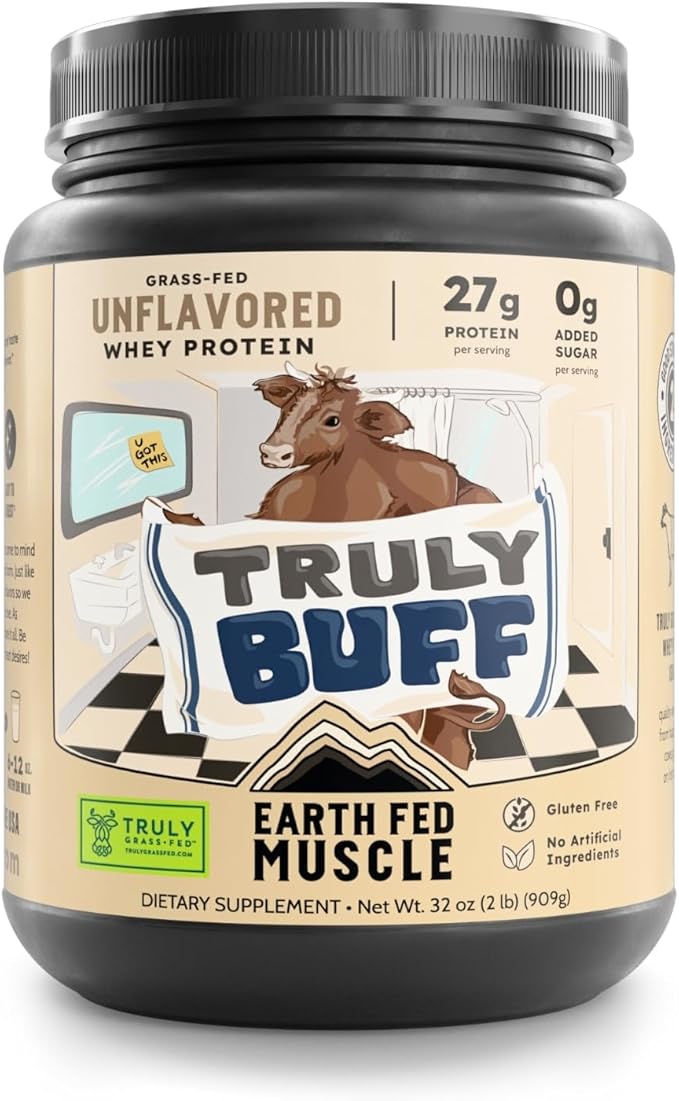 Earth Fed Muscle Truly Buff Truly Grass Fed Whey Protein Isolate - No Artificial Ingredients, Soy