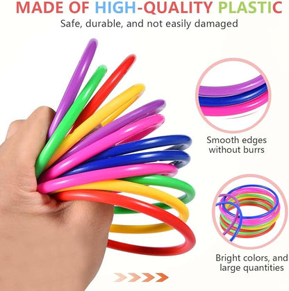OBTANIM 24 Pcs Plastic 3 Inch Ring Toss Game for Kids and Outdoor Toss Rings for Speed and Agility
