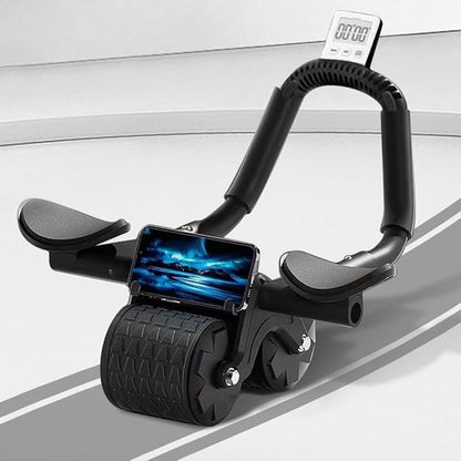 2024 New Ab Roller Wheel with Timer & Knee Mat,Automatic Rebound Abdominal Wheel with Elbow Support