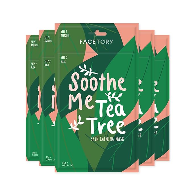FACETORY K Beauty Face Mask Skin Care - Soothe Me Tea Tree 2-Step Sheet Mask with Tea Tree Extract