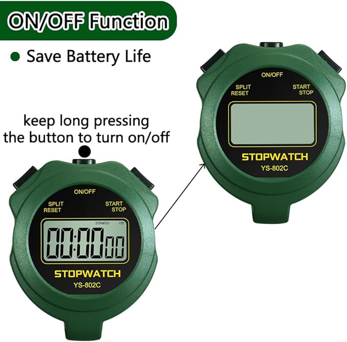 Stopwatch Timer Only Stopwatch Mode, ON/Off Silent Simple Operation, Without Clock Date Countdown