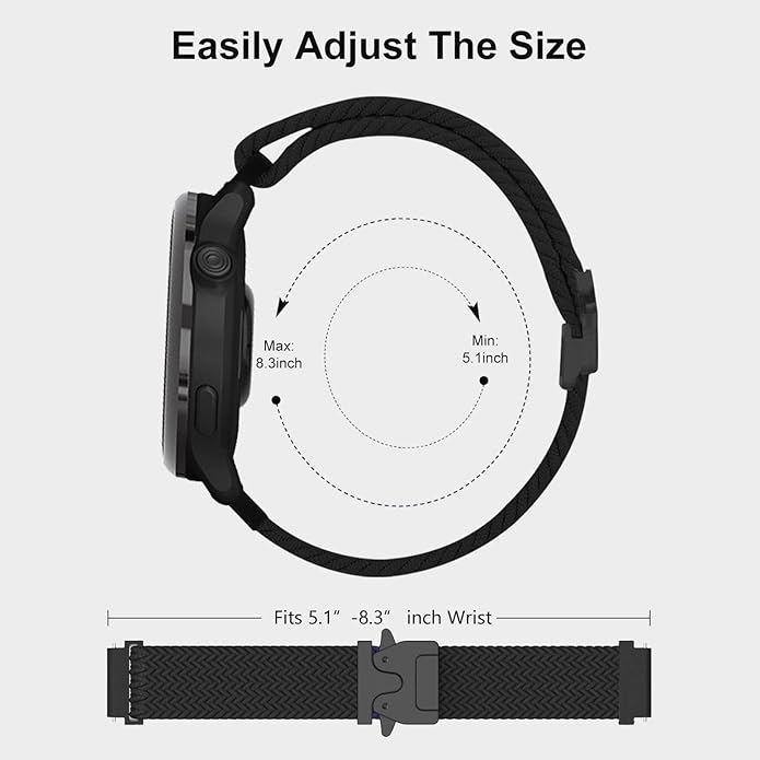 Braided Bands Compatible with Garmin Vivoactive 6/5/3/Venu 2 Plus/Forerunner 165/55/645/245 Music