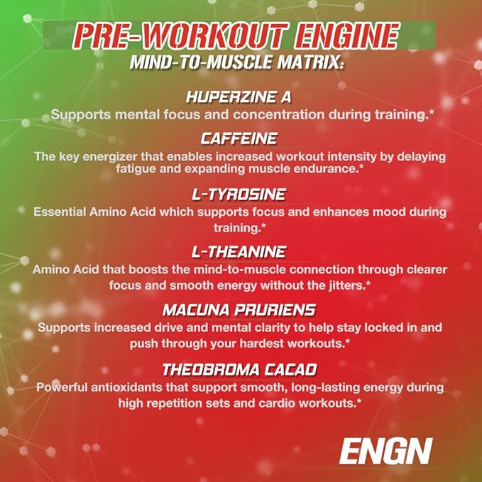 EVL Intense Pre Workout with Creatine - ENGN Energizing Pre Workout for Men Powder Drink for