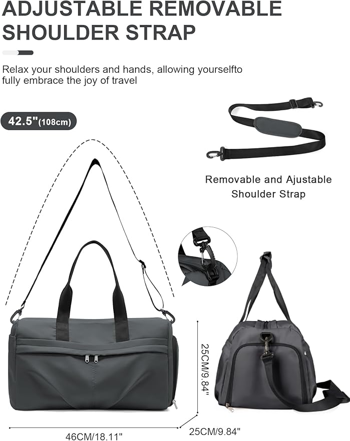 Gym Duffle Bag with Shoe Compartment for Women Men Sports Workout Carry on Weekend Overnight Bag