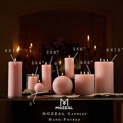 MOZEAL 3" x 8" Hand-Poured Unscented Large Candle, Smokeless Rustic Pillar Candle Set of 2, Slow