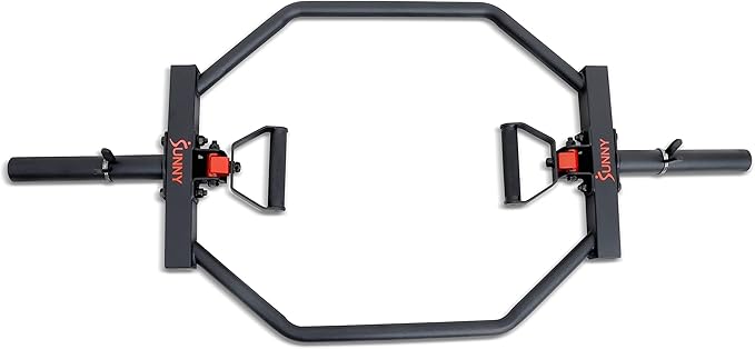 Sunny Health & Fitness Strength Training Olympic Hex Bar Barbell, High Load Capacity, Swivel