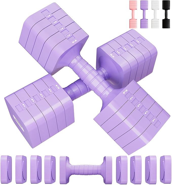 Adjustable Dumbbell Set for Women Men 16LB 20LB Hand Weights Dumbbells Sets Woman Exercise Fitness