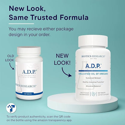 Biotics Research A.D.P. Emulsified Oil of Oregano Tablets for GI Health -Sustained Release for High