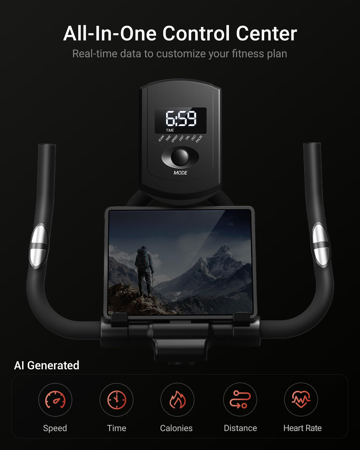 Exercise Bike,Brake Pad Stationary Bike for Home with 0-100 Resistance & App, Silent Belt Drive