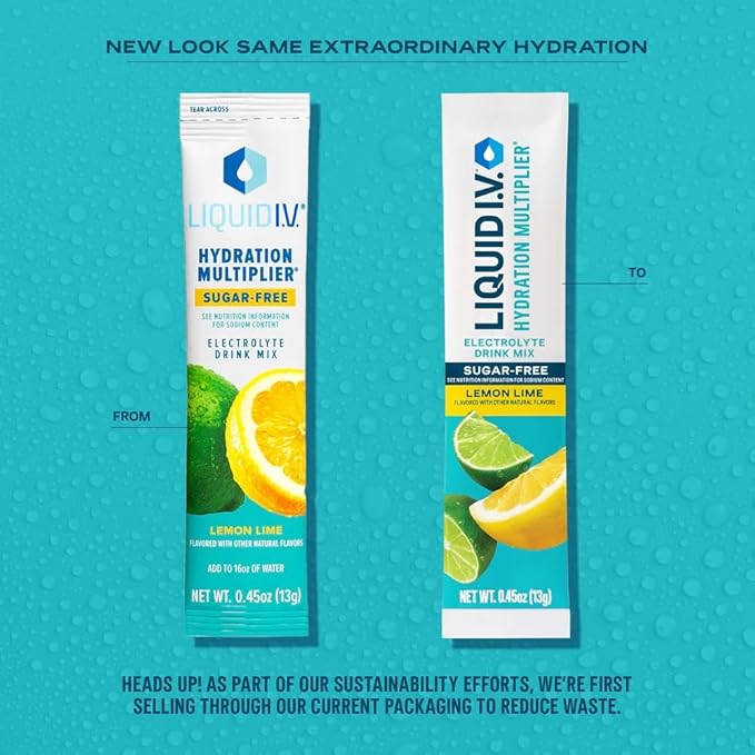 Liquid I.V. Sugar-Free Hydration Multiplier - Lemon Lime – Hydration Powder Packets | Electrolyte