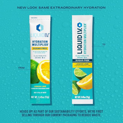 Liquid I.V. Sugar-Free Hydration Multiplier - Lemon Lime – Hydration Powder Packets | Electrolyte