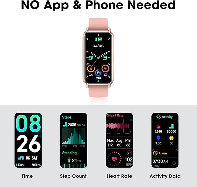 Long Battery Pedometer Watch 14 Days Battery Life, Slim Design No App/Phone Required Fitness