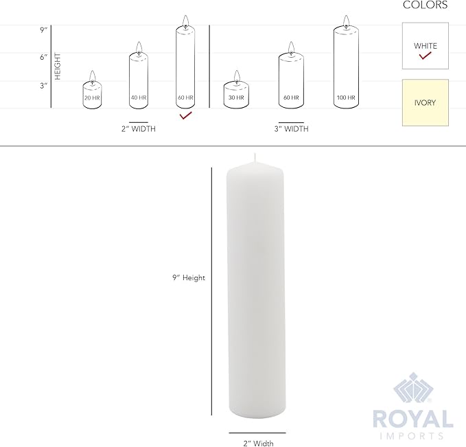 Royal Imports Pillar Candles White Unscented Premium Wax, 60 Hours Burning for Wedding, Spa, Party