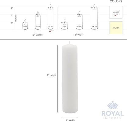 Royal Imports Pillar Candles White Unscented Premium Wax, 60 Hours Burning for Wedding, Spa, Party