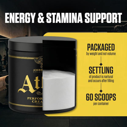 Ambrosia Atlas Creatine Monohydrate Powder | Creapure + Acetic Acid for Enhanced Absorption |