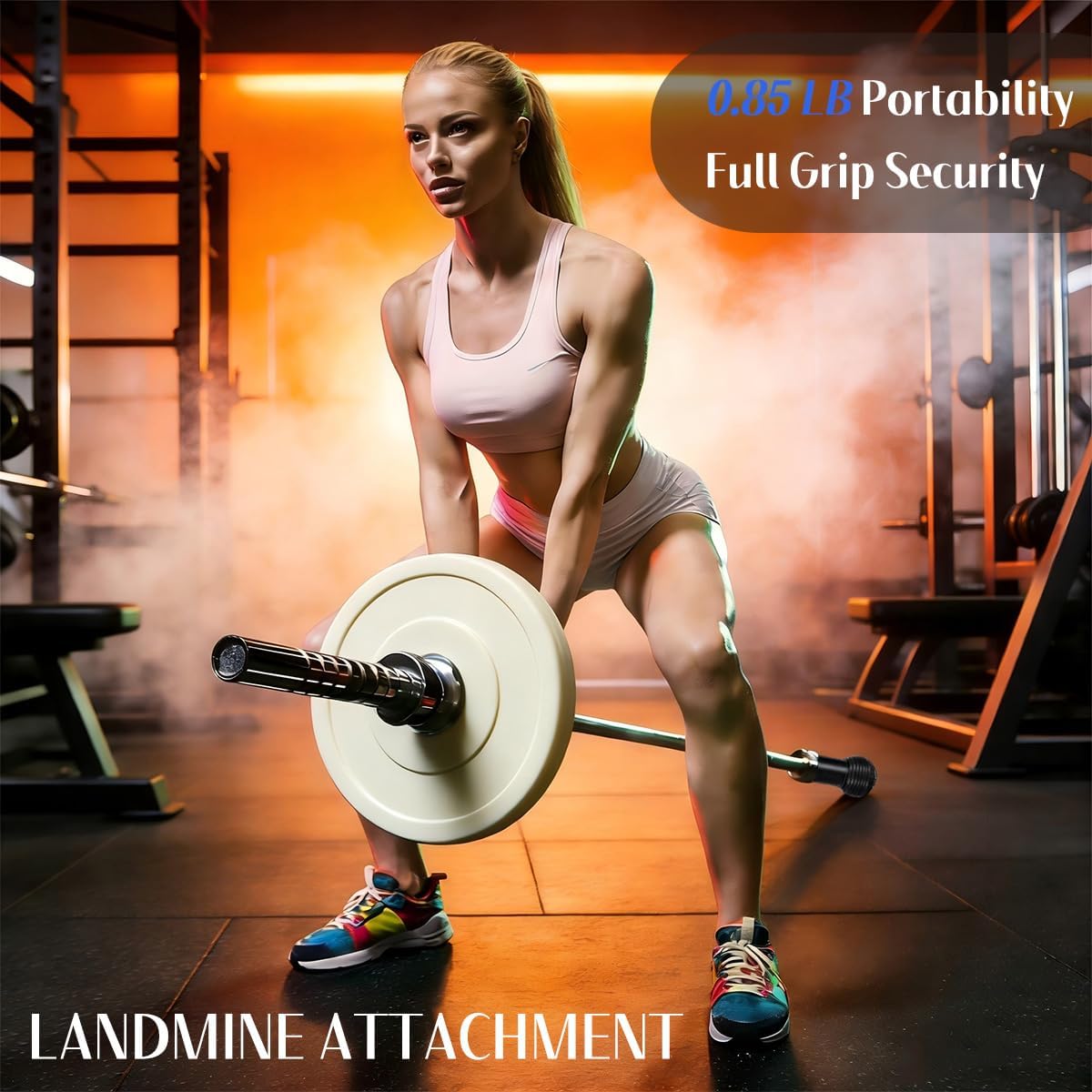 SerniaXin Landmine Attachment for Barbell, 360° Rotation Rubber Base for 2" Olympic Bars, Non-Slip
