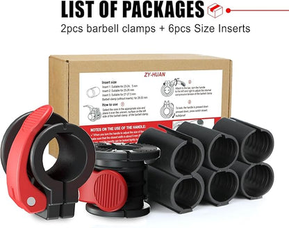 Barbell Clips 1 Inch Quick Release Weight Clamps 0.9-1.18inch Multi-Size Adjustable Olympic Clamps
