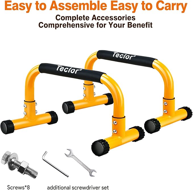 Push Up Bar, Parallettes Bars For L-sit & Dip, Heavy-Duty No Wobbling Parallel Bars Stand For