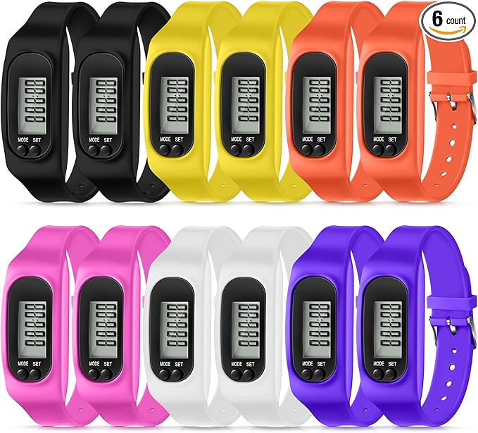 Geyoga 24 Pcs Pedometer for Walking Steps and Miles Pedometer Watch Silicone Steps Tracker Running