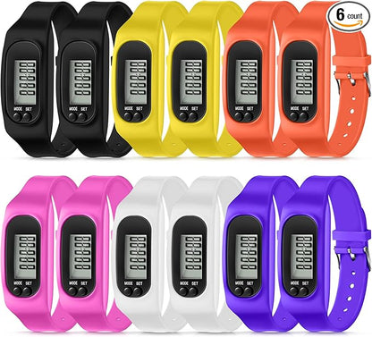 Geyoga 24 Pcs Pedometer for Walking Steps and Miles Pedometer Watch Silicone Steps Tracker Running