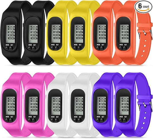 Geyoga 24 Pcs Pedometer for Walking Steps and Miles Pedometer Watch Silicone Steps Tracker Running
