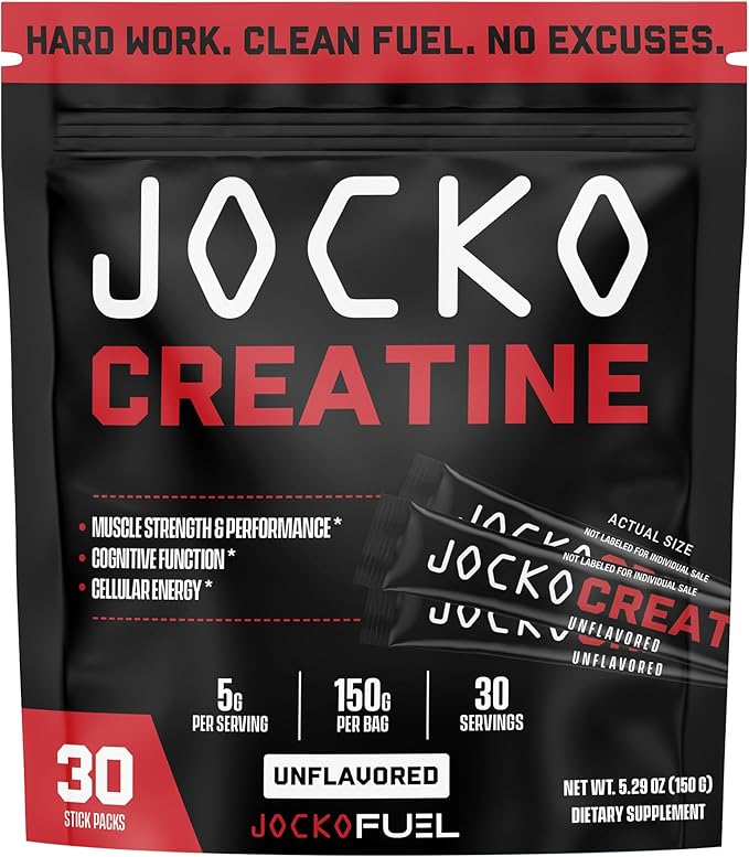 Jocko Fuel Creatine Stick Packs - Creatine Monohydrate Powder Travel Packs for Men & Women