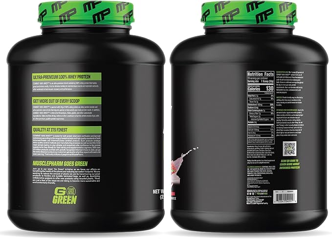 MusclePharm Combat 100% Whey Protein Powder, Strawberry Cream Flavor, Fast Recovery & Muscle Gain
