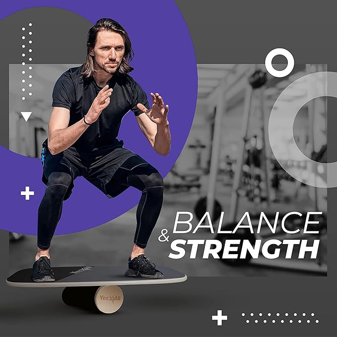 Yes4All Balance Board Sports Trainer, Surf Trainer Board With Adjustable Stoppers, Improve Core