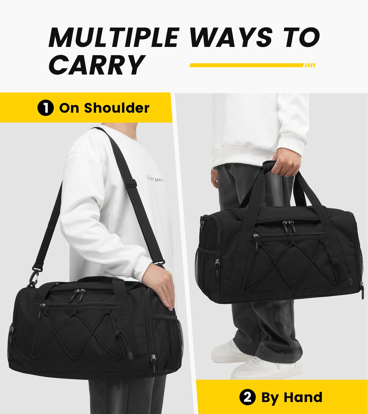 Vorspack 18 Inches Gym Bag for Men Women with Shoe Compartment - Black
