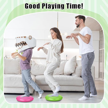 2 Pcs Wiggle Seat Inflated Wobble Cushion Flexible Balance Disc with Air Pump for Core Stability