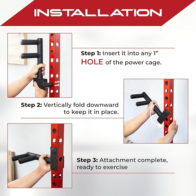 Yes4All Power Rack J-Hooks & Attachments – Heavy Duty Barbell Holders Compatible with 2x2 & 3x3