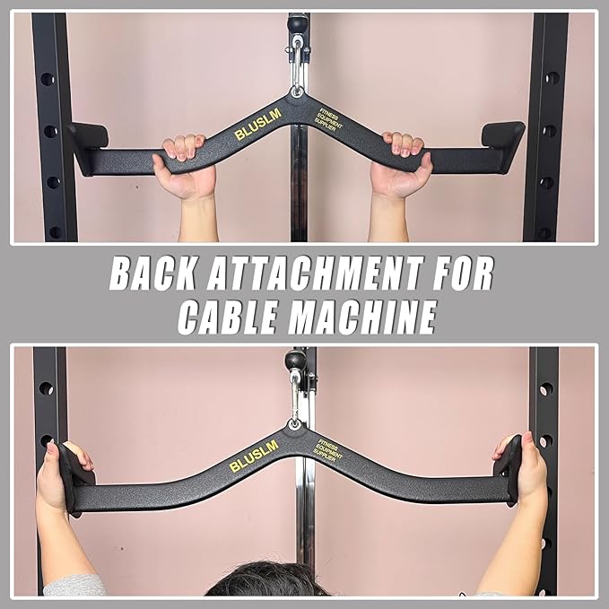 LAT Pull Down Bar for Cable Machine, LAT Pulldown Attachments T Bar V Bar Cable Attachment, Back