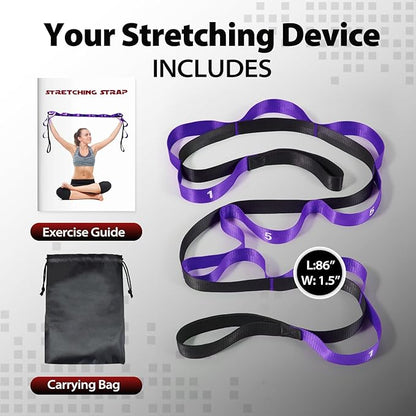 Stretching Strap with 10 Loops-Yoga Strap for Physical Therapy,Home Workout,Pilate & Flexibility
