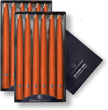 Colonial Candle Unscented Taper Candle, Handipt Collection, Pumpkin, 10 in, Pack of 12 - Up to 8