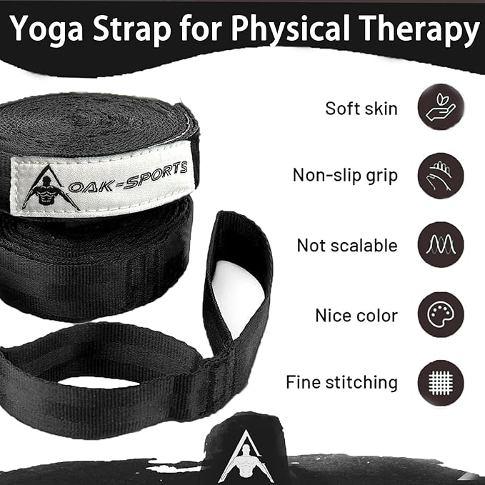 Stretching Strap Yoga Strap with Loops, Stretch Straps for Physical Therapy, Non-Elastic Exercise