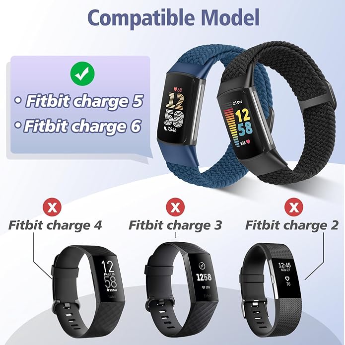 Elastic Braided Bands Compatible with Fitbit Charge 5/Fitbit Charge 6 for Women Men, Breathable