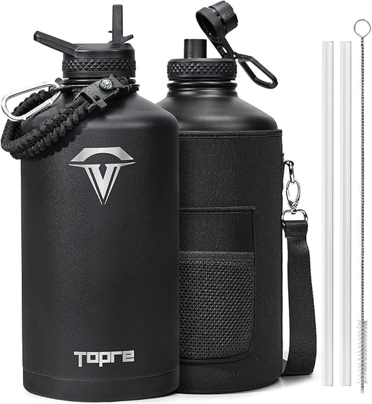 One Gallon Water Bottle,128oz Insulated Water Flask Stainless Steel Vacuum, Cold for 48