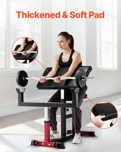 VEVOR Preacher Curl Bench, Strength Training Biceps Machine, Max load 440 LBS Home Gym Equipment