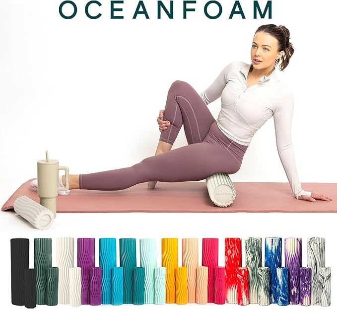 Oceanfoam Ripple Travel Foam Roller (11" x 3.35") Firm Mini Foam Roller for Physical Therapy, Deep