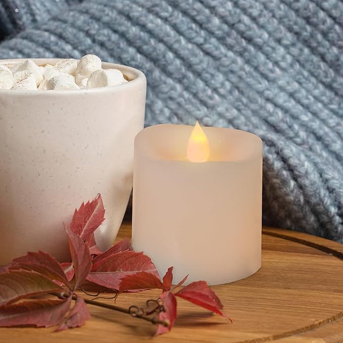 3x3 Flickering Flameless Candles Set of 1,3 inch Real Wax LED 600 Hours Battery Candles with Timer