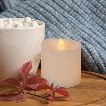 3x3 Flickering Flameless Candles Set of 1,3 inch Real Wax LED 600 Hours Battery Candles with Timer