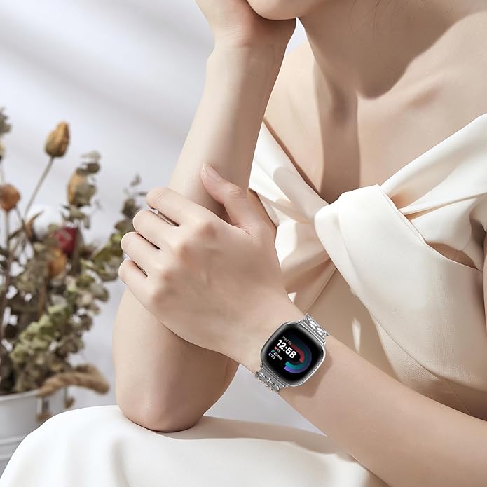 Braided Band Compatible with Fitbit Versa 4 Bands for Woman/Versa 3/Sense 1/Sense 2 Band, Magnetic