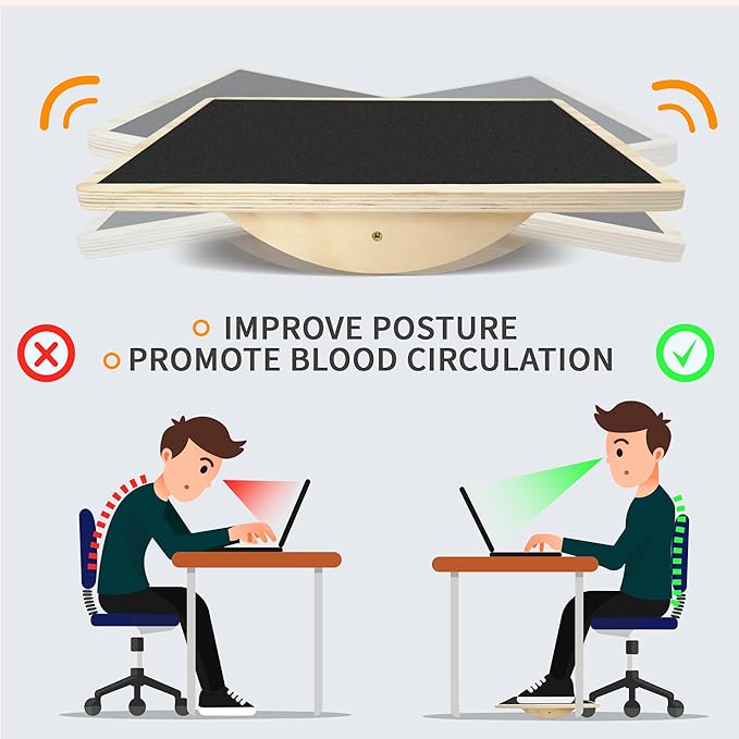Balance Board Professional Wobble Board for Adults Anti-Slip for Physical Therapy Standing Desk