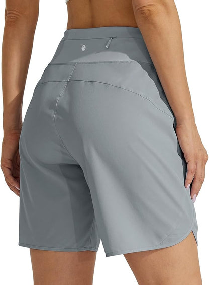 Willit Women's 7" Athletic Running Shorts Long Workout Hiking Shorts Quick Dry High Waisted Active