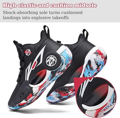 JMFCHI Kids Basketball Shoes High-top Sports Shoes Sneakers Durable Lace-up Non-Slip Running Shoes