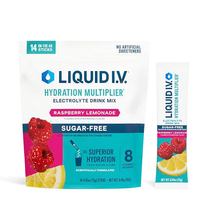 Liquid I.V.® Hydration Multiplier Sugar Free – Raspberry Lemonade | Electrolyte Powder Drink Mix |