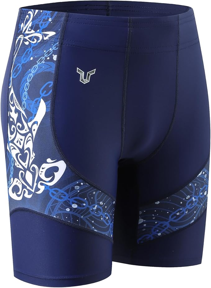 HUGE SPORTS Men's Rash Guard Swim Shorts Compression Swimming Jammer Cool Dry Active Swimsuit